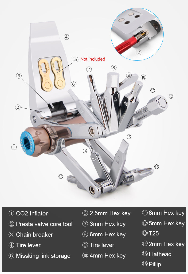 CXWXC社製 自転車用携帯ツール 　16in1&11in1